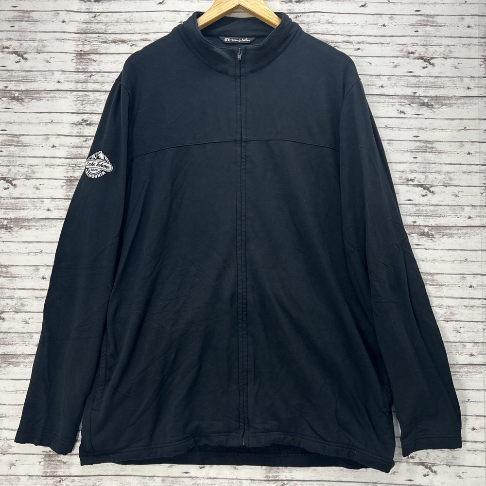 Travis Mathew Full Zip Jacket Mens XL Black Golf Performance Fleece Lined Logo